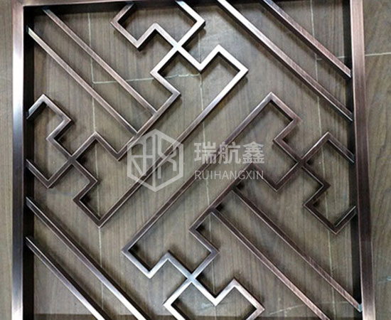 拉絲紅古銅做舊不銹鋼萬字花格屏風(fēng)